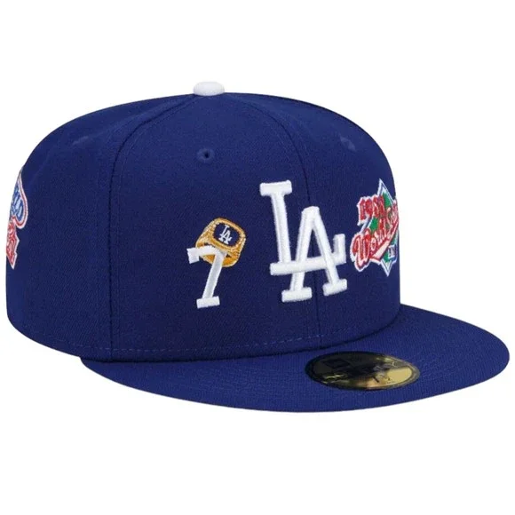 New Era Los Angeles Dodgers Championship Rings 7x 59FIFTY Fitted Hat - Picture 6 of 7